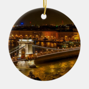 Szechenyi chain bridge ceramic tree decoration