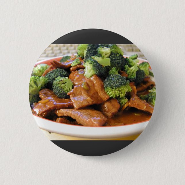 Szechwan Beef Broccoli Food Dinner 6 Cm Round Badge (Front)