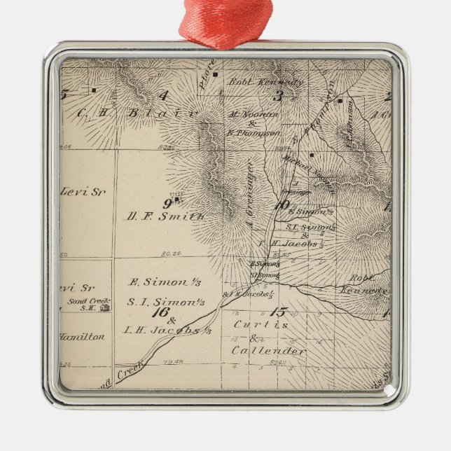 T15S R25E Tulare County Section Map Metal Tree Decoration (Front)