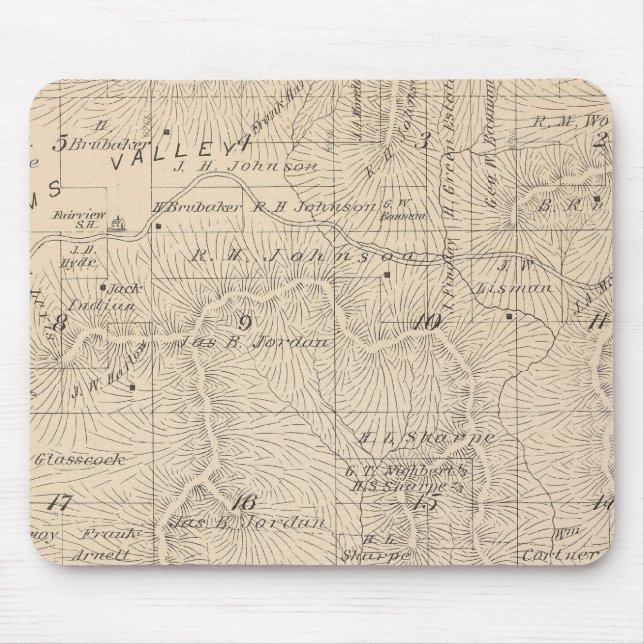 T15S R26E Tulare County Section Map Mouse Mat (Front)