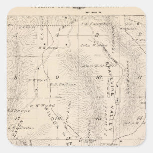 T16S R26E Tulare County Section Map Square Sticker