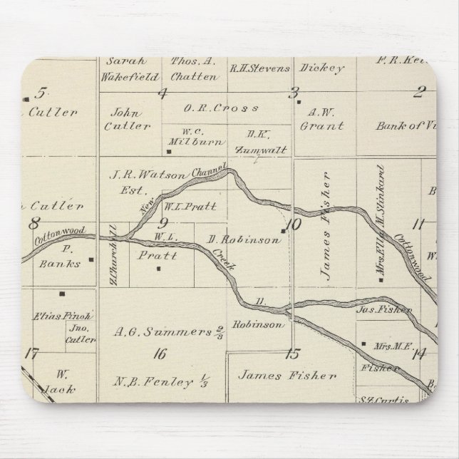 T17S R25E Tulare County Section Map Mouse Mat (Front)