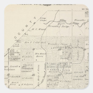 T18S R21E Tulare County Section Map Square Sticker