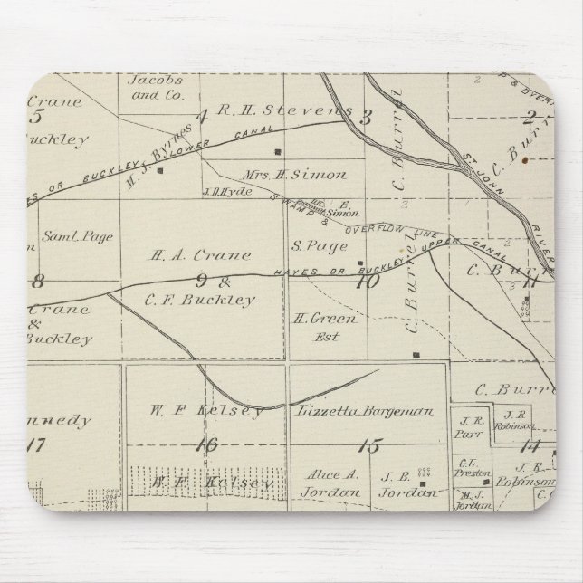 T18S R24E Tulare County Section Map Mouse Mat (Front)