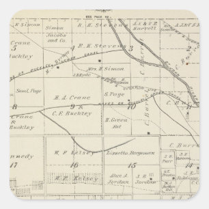 T18S R24E Tulare County Section Map Square Sticker