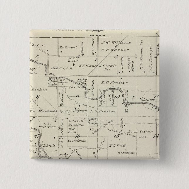 T18S R25E Tulare County Section Map 15 Cm Square Badge (Front)