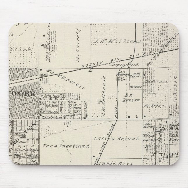 T19S R20E NE 1/4 Tulare County Section Map Mouse Mat (Front)