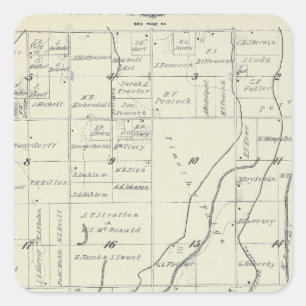 T19S R22E Tulare County Section Map Square Sticker