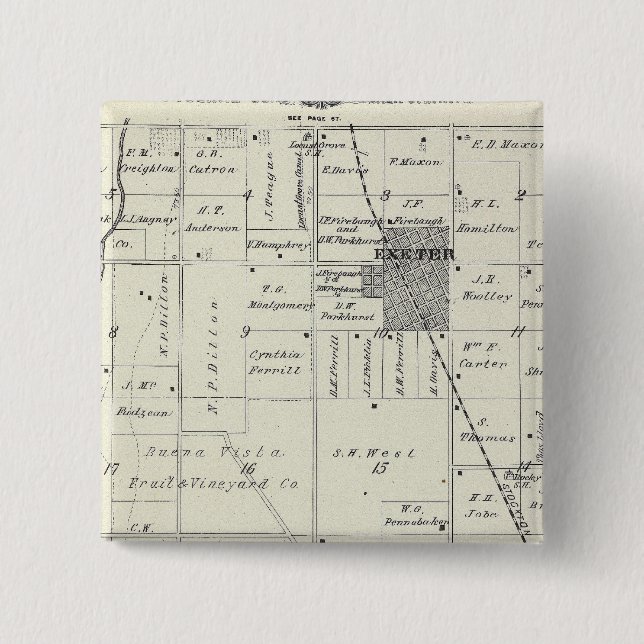 T19S R26E Tulare County Section Map 15 Cm Square Badge (Front)