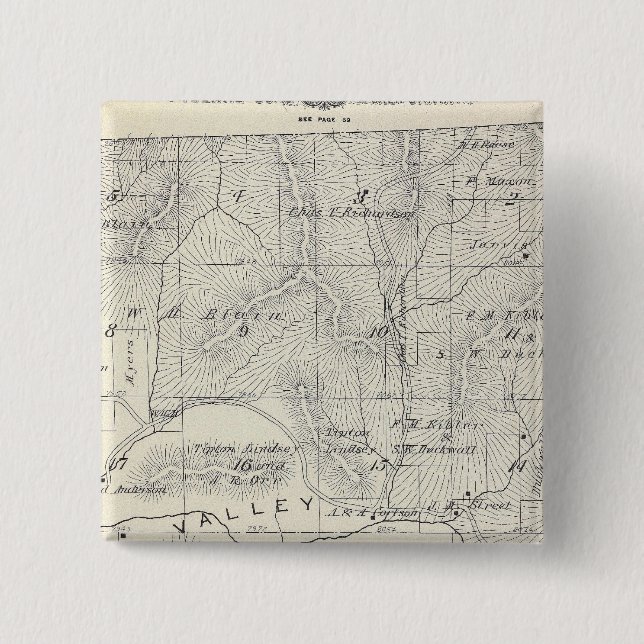 T19S R28E Tulare County Section Map 15 Cm Square Badge (Front)