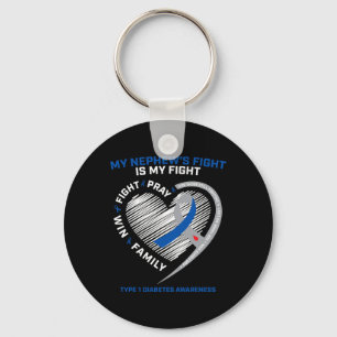 T1D Aunt Juvenile Diabetic Awareness Nephew Type 1 Key Ring