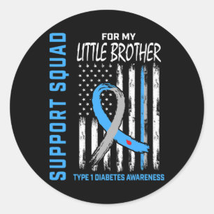 T1d Awareness Flag Little Brother Type 1 Diabetes  Classic Round Sticker