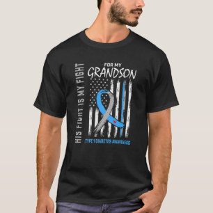 T1D Awareness Grandson Type One Diabetes Flag Fami T-Shirt