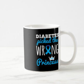 T1D Awareness Princess Girls Diabetic Blue Ribbon  Coffee Mug
