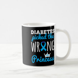 T1d Awareness Princess Girls Diabetic Blue Ribbon Coffee Mug