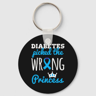 T1D Awareness Princess Girls Diabetic Blue Ribbon Key Ring