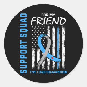 T1d Awareness Us Flag Friend Type 1 Diabetes Match Classic Round Sticker