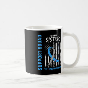 T1D Awareness US Flag Sister Type 1 Diabetes Match Coffee Mug