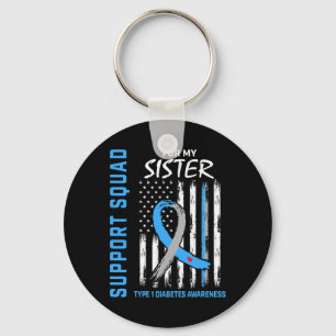 T1d Awareness Us Flag Sister Type 1 Diabetes Match Key Ring