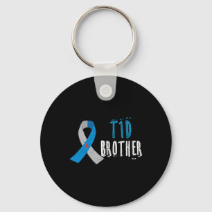 T1d Brother Blue Ribbon Type 1 Diabetes Awareness  Key Ring
