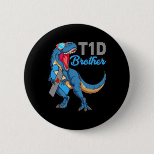 T1d Brother Type 1 Diabetes Awareness Month Dinosa 6 Cm Round Badge