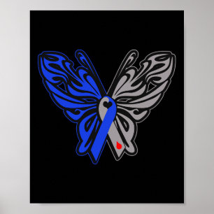T1d Butterfly Type 1 Diabetes Awareness Ribbon  Poster
