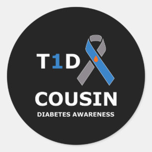 T1d Cousin Type 1 Diabetes Awareness Diabetic Classic Round Sticker