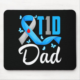 T1d dad type 1 diabetes awareness blue grey ribbon mouse mat