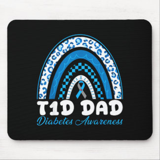 T1d dad type 1 diabetes awareness blue grey ribbon mouse mat