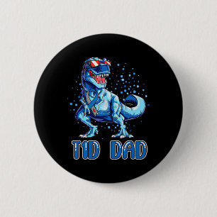 T1D Dad  Type 1 Diabetes Ribbon T Rex Dinosaur Boy 6 Cm Round Badge