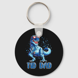 T1D Dad  Type 1 Diabetes Ribbon T Rex Dinosaur Boy Key Ring
