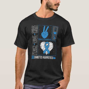 T1d Diabetes Awareness Month Peace Love Cure Blue T-Shirt