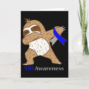 T1d Diabetes Awareness Ribbon Dabbing Sloth Warrio Card
