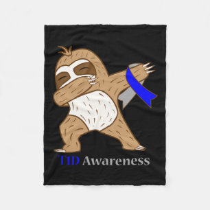 T1d Diabetes Awareness Ribbon Dabbing Sloth Warrio Fleece Blanket