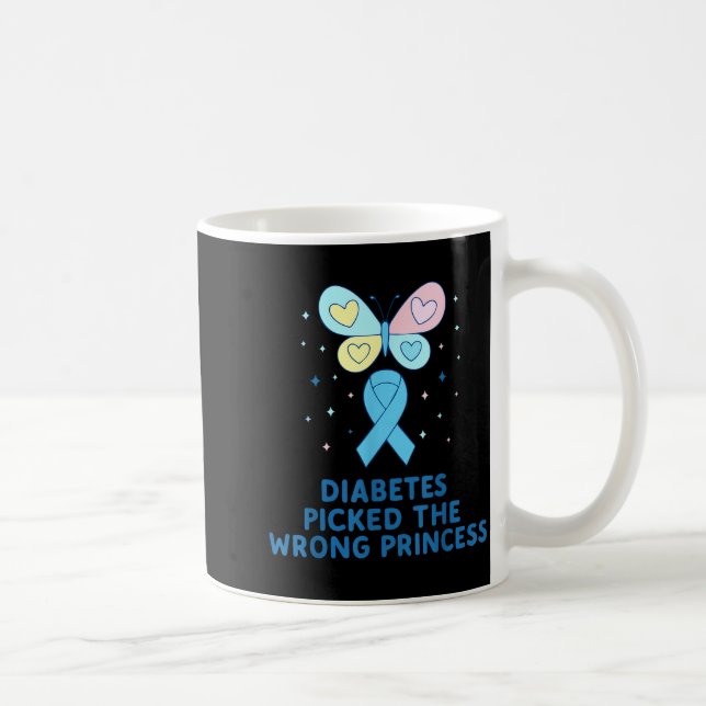 T1d Diabetes Warrior Butterfly Princess Diabetes A Coffee Mug (Right)