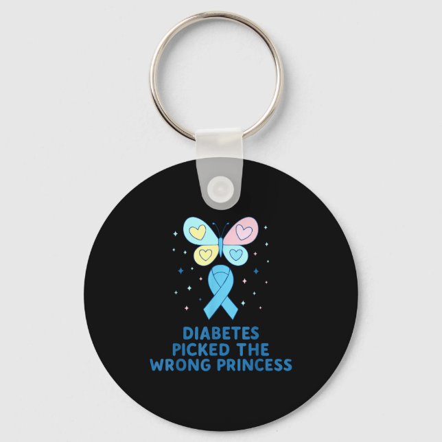 T1d Diabetes Warrior Butterfly Princess Diabetes A Key Ring (Front)