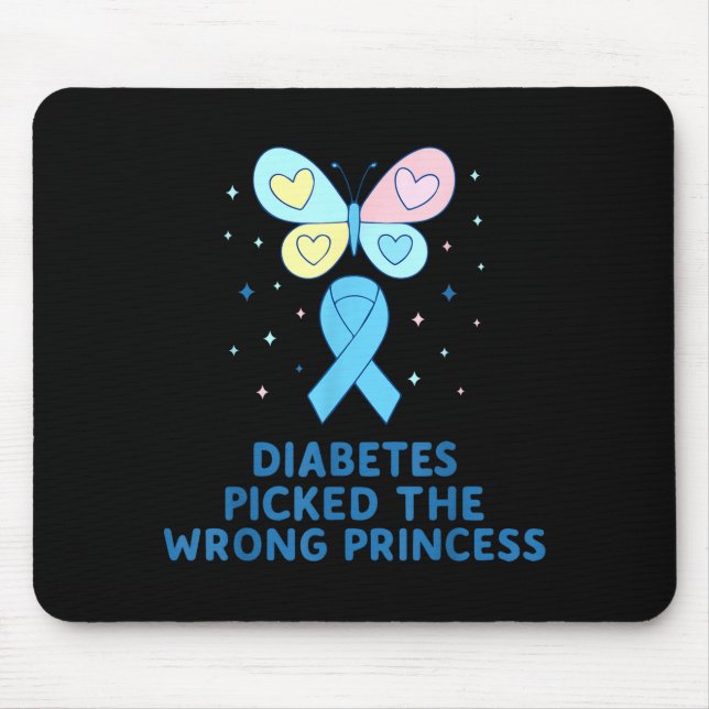 T1d Diabetes Warrior Butterfly Princess Diabetes A Mouse Mat (Front)