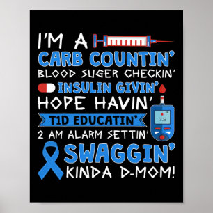 T1D Diabetic Type 1 Diabetes Awareness Men Women K Poster