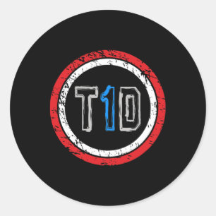 T1d Emblem Type 1 Diabetes Awareness Classic Round Sticker