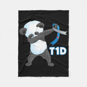 T1d Fun Cute Dabbing Panda Type 1 Diabetes Awarene Fleece Blanket