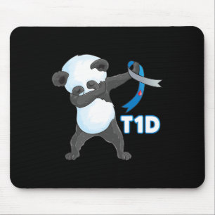 T1D Fun Cute Dabbing panda Type 1 Diabetes Awarene Mouse Mat