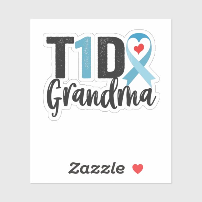 T1D Grandma Diabetes Awareness Ribbon Family Gift (Sheet)