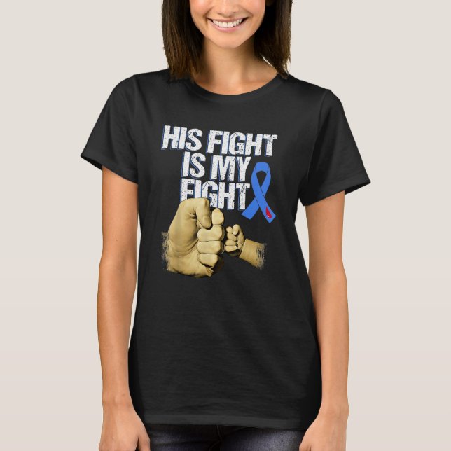 T1d Her Fight Is My Fight Diabetes Awareness Blue  T-Shirt (Front)