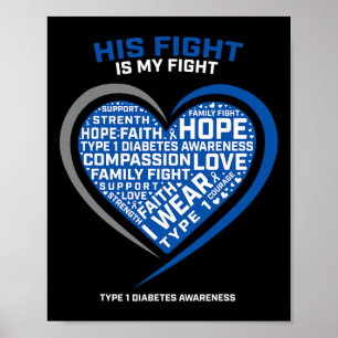 T1d His Fight Is My Fight Type 1 Juvenile Diabetes Poster