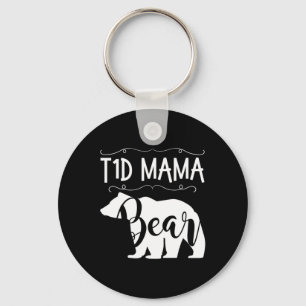 T1D Mama Bear Type1 Diabetes T1 Mum Women Awarene Key Ring