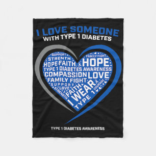 T1d Men Women Youth Kids Diabetic Type 1 Diabetes Fleece Blanket
