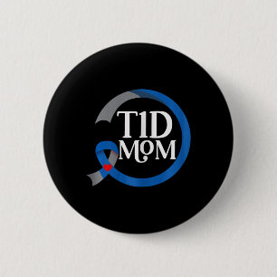 T1D Mum Best Diabetes Type 1 Awareness Gifts  6 Cm Round Badge