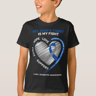 T1D Mum Dad Parents My Son's Fight Type 1 Diabetes T-Shirt