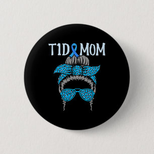 T1D Mum Diabetes Awareness Diabetic Blue Ribbon Gr 6 Cm Round Badge
