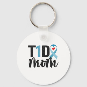 T1D Mum Diabetes Awareness Ribbon Family Gift Key Ring
